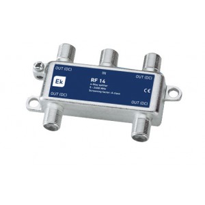 Repartidor coaxial 4 vías | clase A | 5-2400 MHz | pérdidas de paso – 10 dB