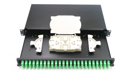 Repartidor Óptico Modular (ROM) 1U_48 Fusiones_24 puertos SC DX (duplex) + 24 adaptadores SC/APC dúplex