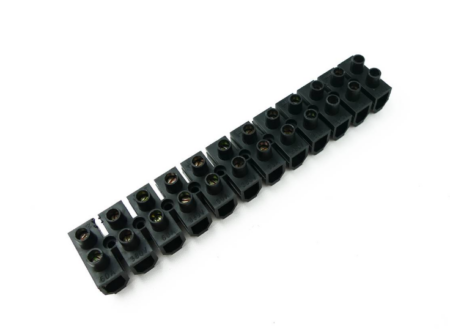 Regleta de conexión para cables eléctricos sección 35mm² | 12 bornas | Negro