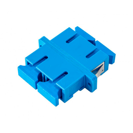 Adaptador dúplex con soporte (hembra – hembra) SC/UPC_Tapón Azul o Negro